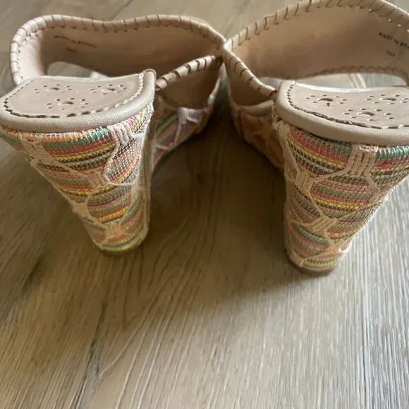 Jack Rogers Women's Colorful Woven Wedge Heel Leather Sandals 8 Resort! - Picture 9 of 9